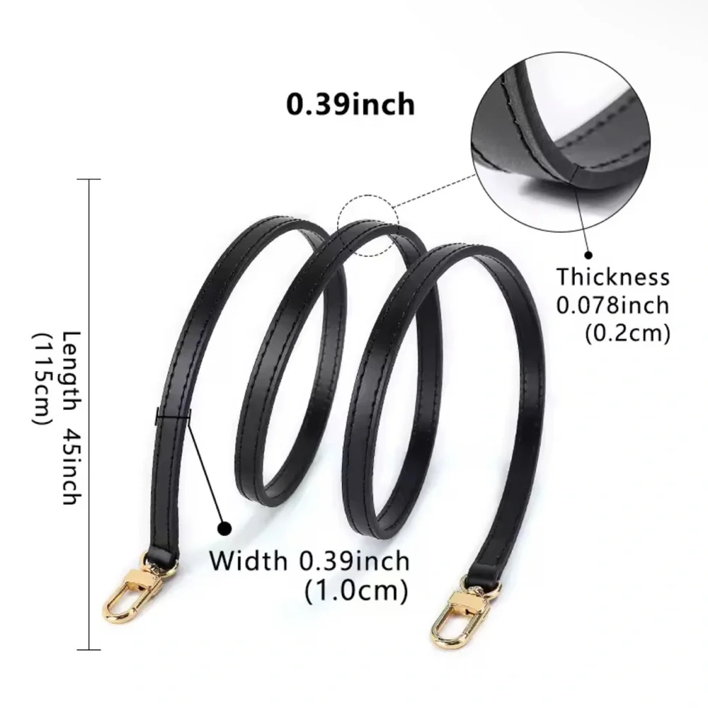 Genuine Leather Purse Strap Replacement for YSL Noir Silver Hardware - Picture 5 of 6